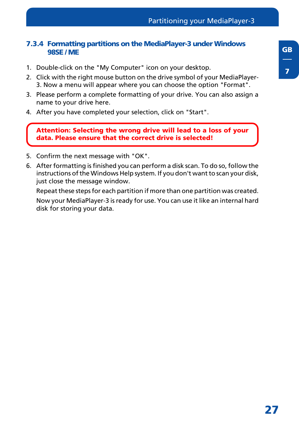 Freecom Technologies MediaPlayer3 User Manual | Page 27 / 41