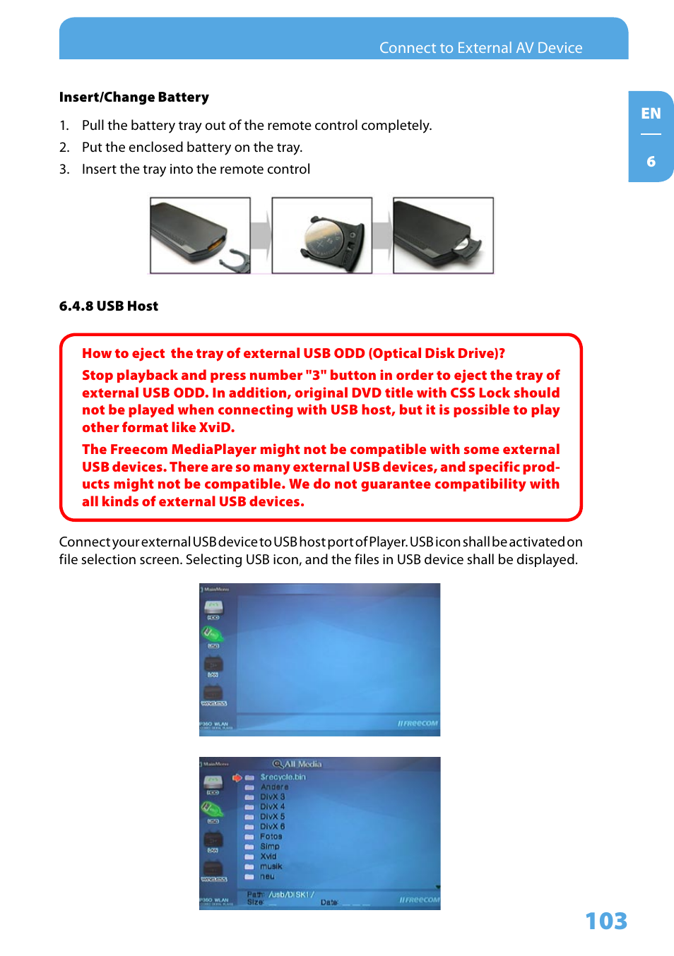 8 usb host | Freecom Technologies 350 User Manual | Page 103 / 107