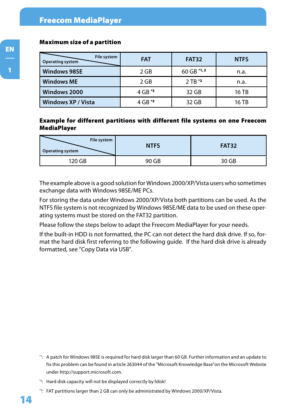 Freecom mediaplayer, En 1 | Freecom Technologies 350 User Manual | Page 14 / 107