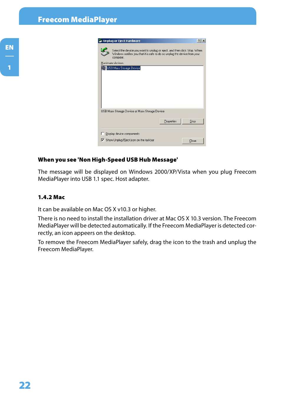 2 mac, Freecom mediaplayer | Freecom Technologies 350 User Manual | Page 22 / 107
