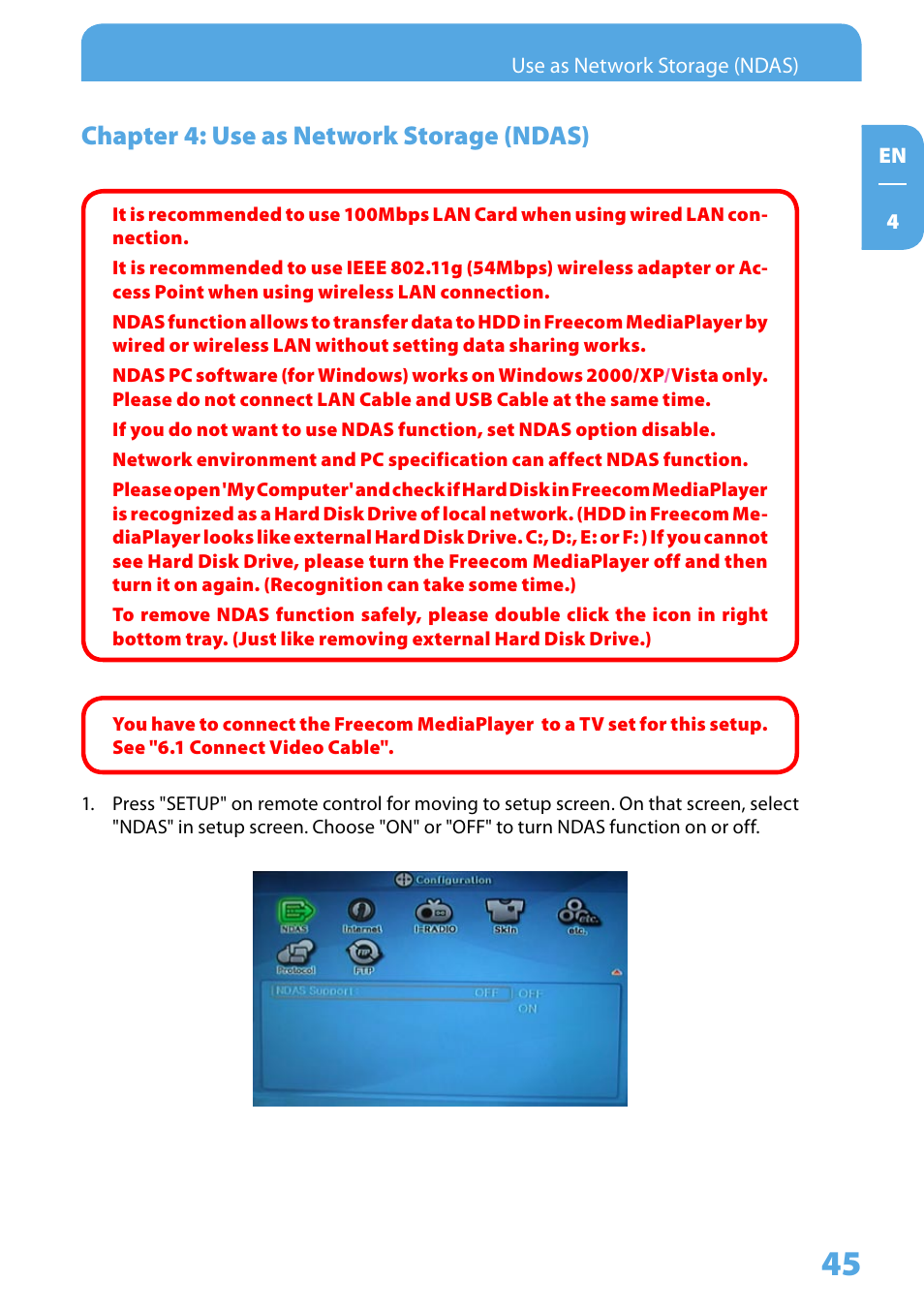 Chapter 4: use as network storage (ndas) | Freecom Technologies 350 User Manual | Page 45 / 107