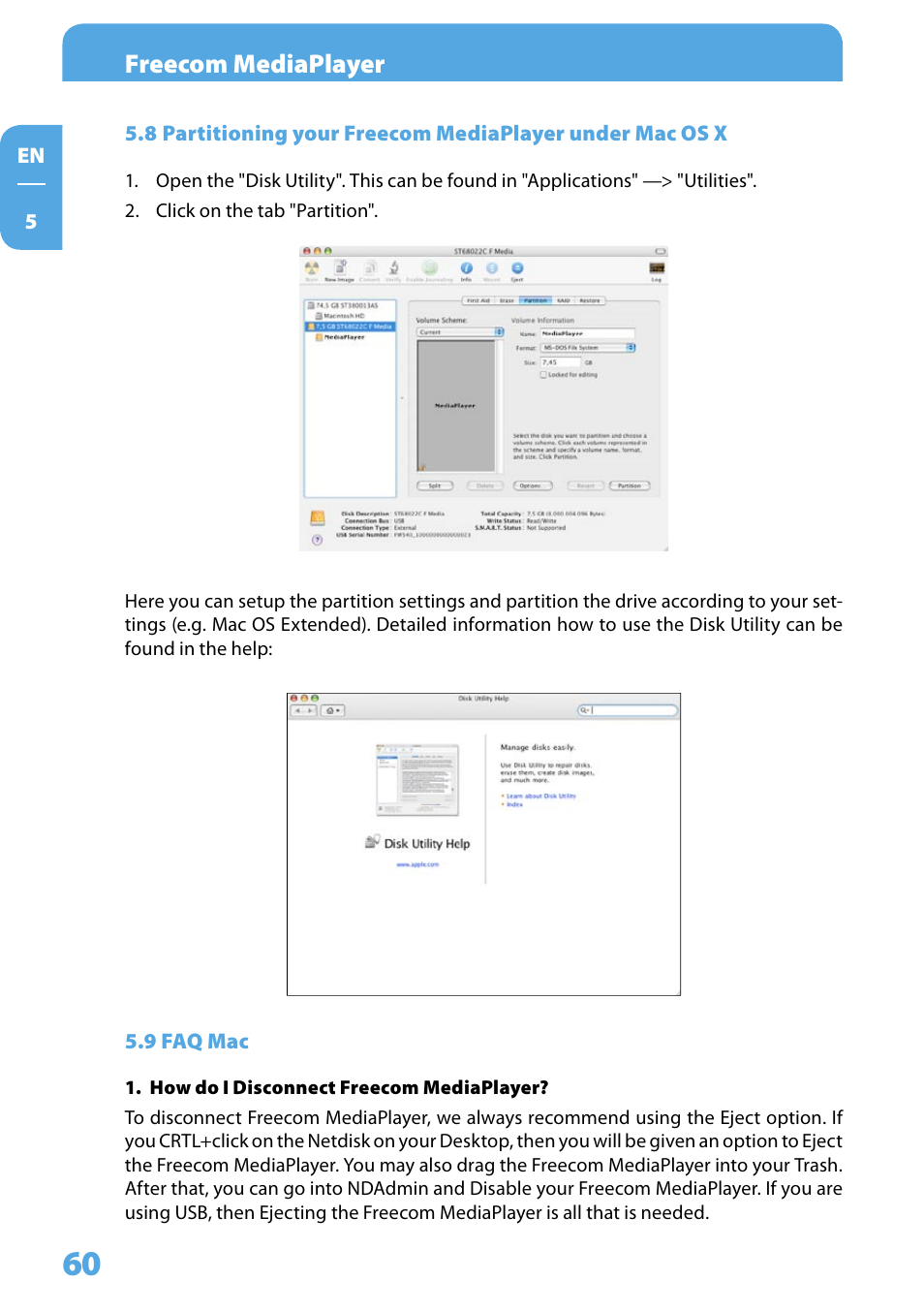 9 faq mac, Freecom mediaplayer | Freecom Technologies 350 User Manual | Page 60 / 107