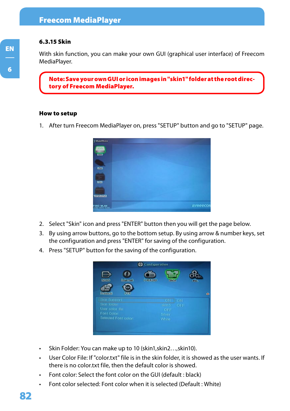 15 skin, Freecom mediaplayer | Freecom Technologies 350 User Manual | Page 82 / 107