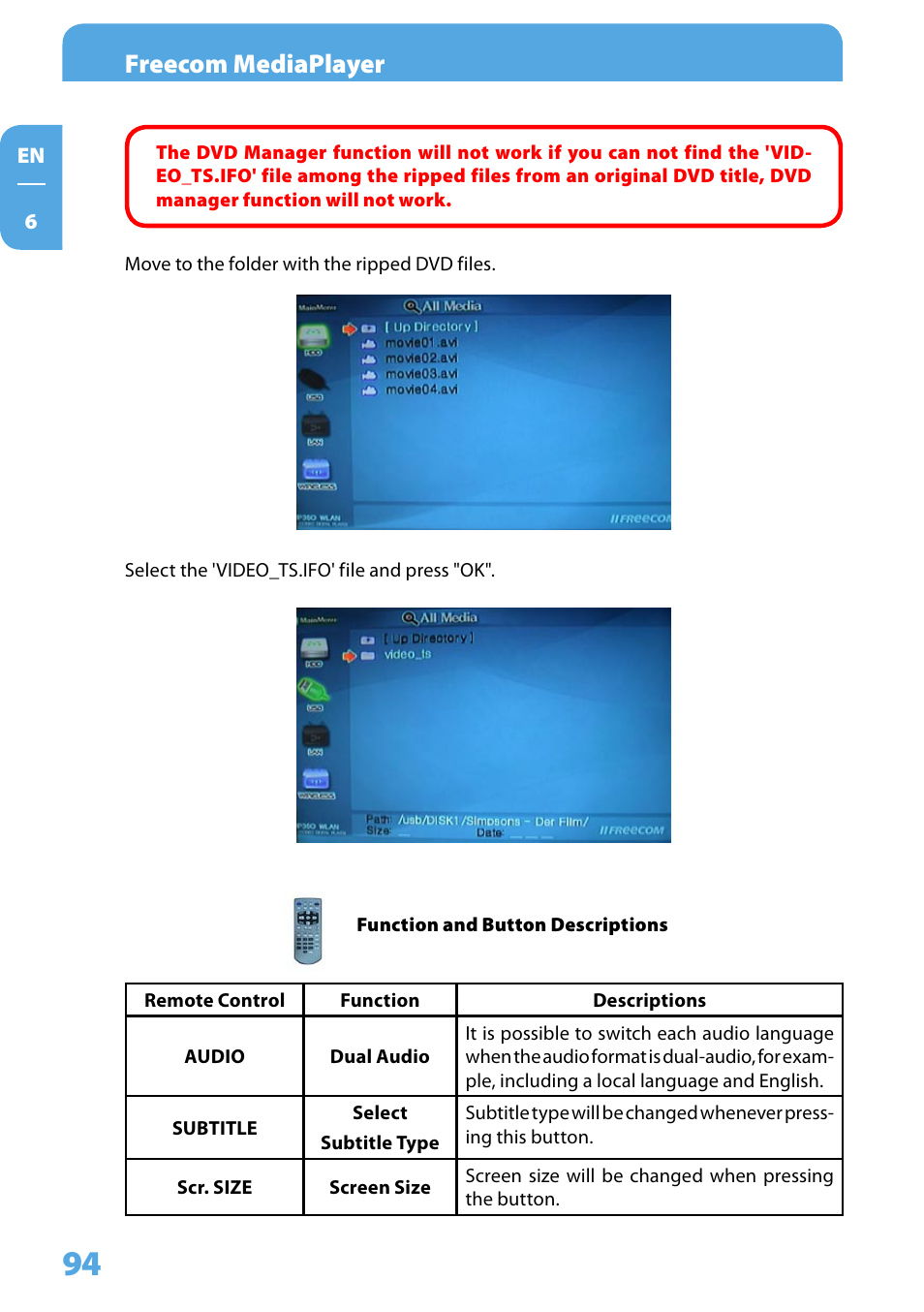 Freecom mediaplayer | Freecom Technologies 350 User Manual | Page 94 / 107