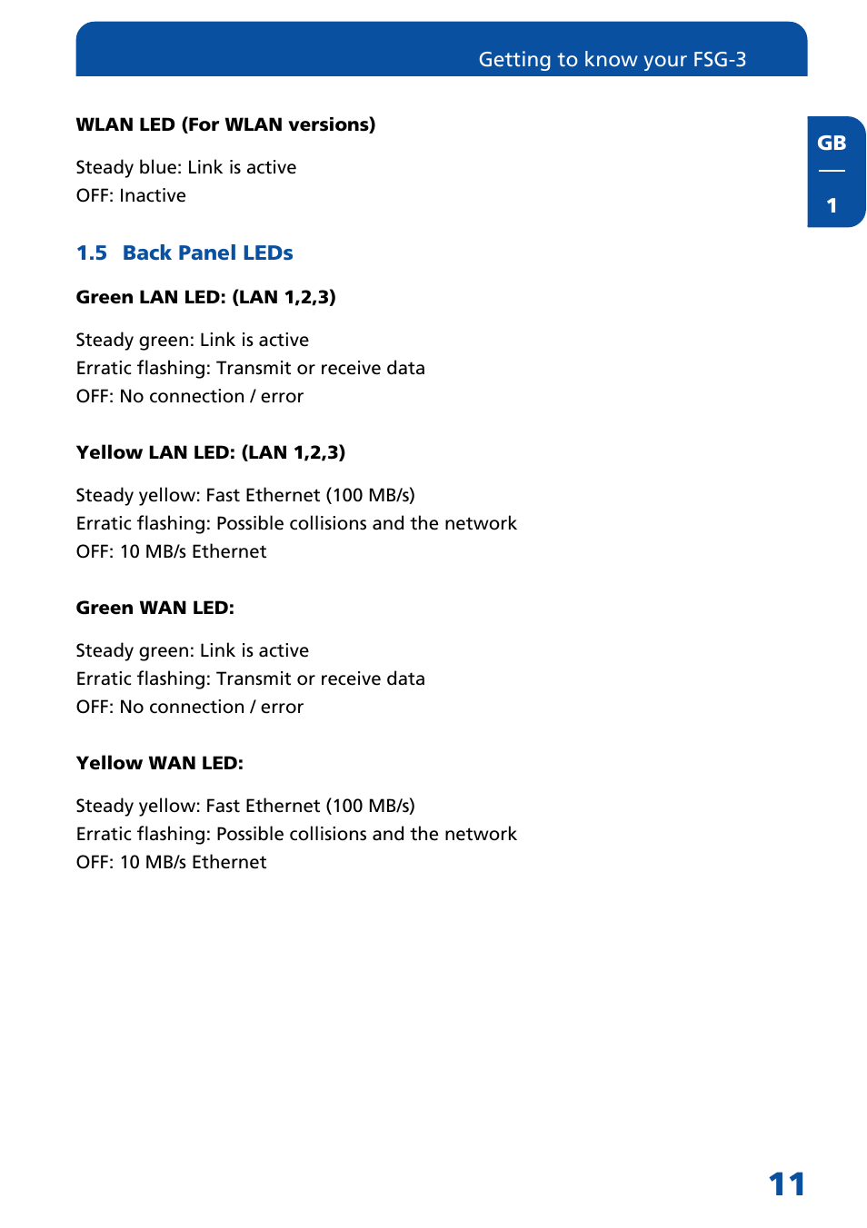 5 back panel leds | Freecom Technologies FSG-3 User Manual | Page 11 / 84