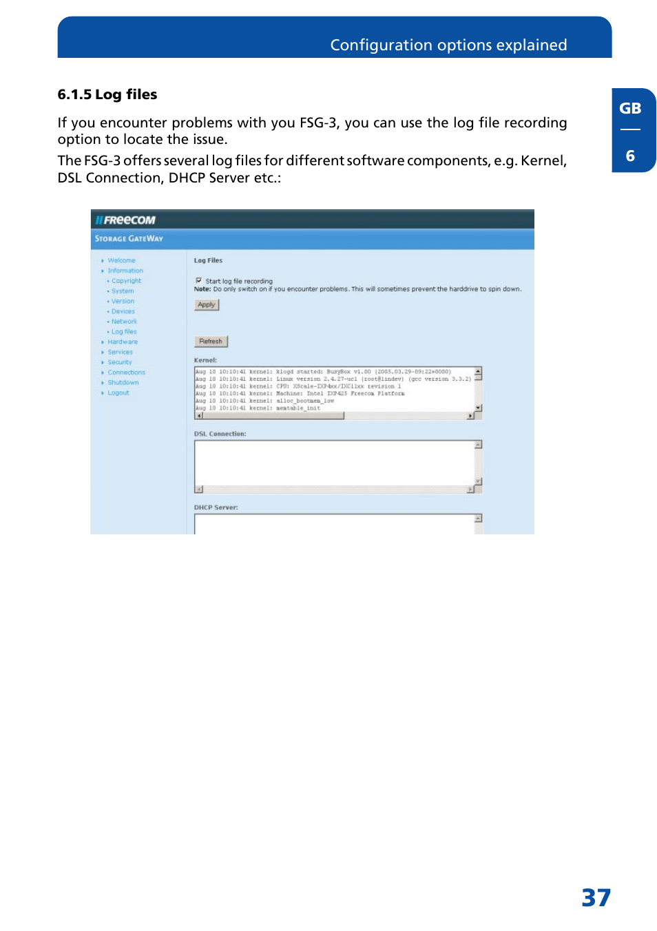 5 log files | Freecom Technologies FSG-3 User Manual | Page 37 / 84