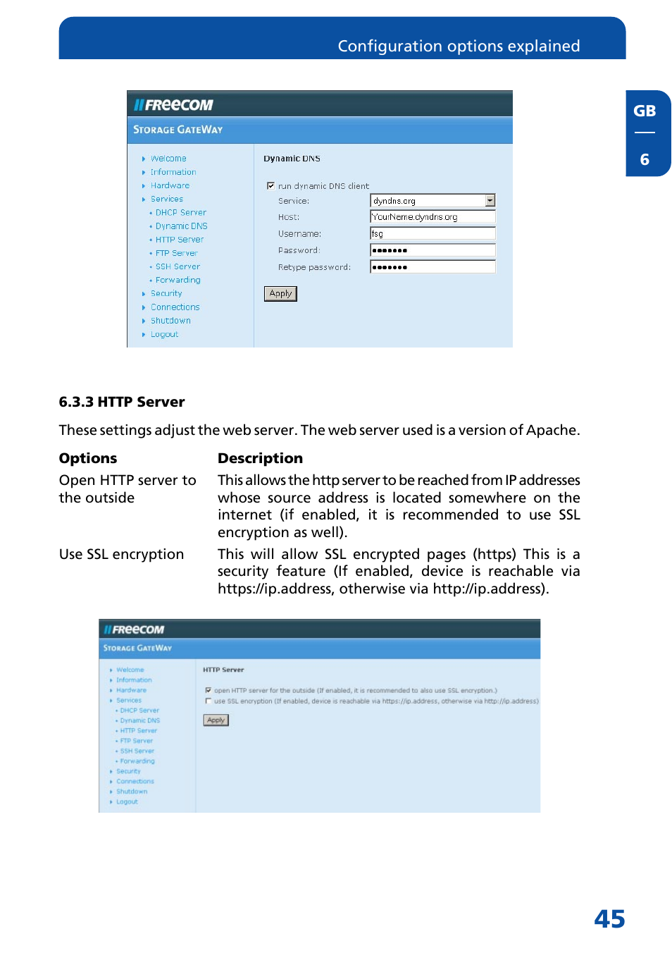 3 http server | Freecom Technologies FSG-3 User Manual | Page 45 / 84