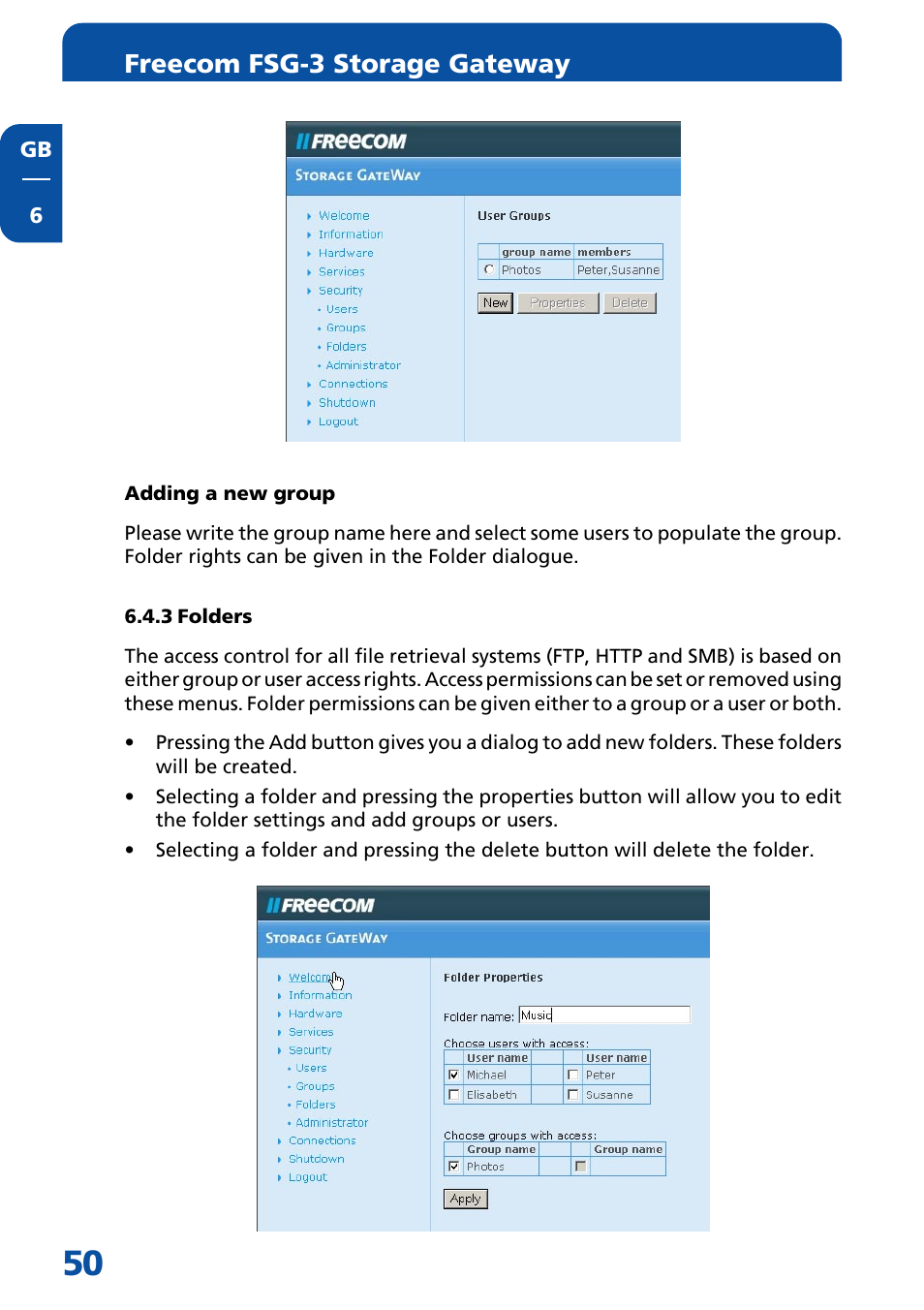 3 folders, Freecom fsg-3 storage gateway | Freecom Technologies FSG-3 User Manual | Page 50 / 84
