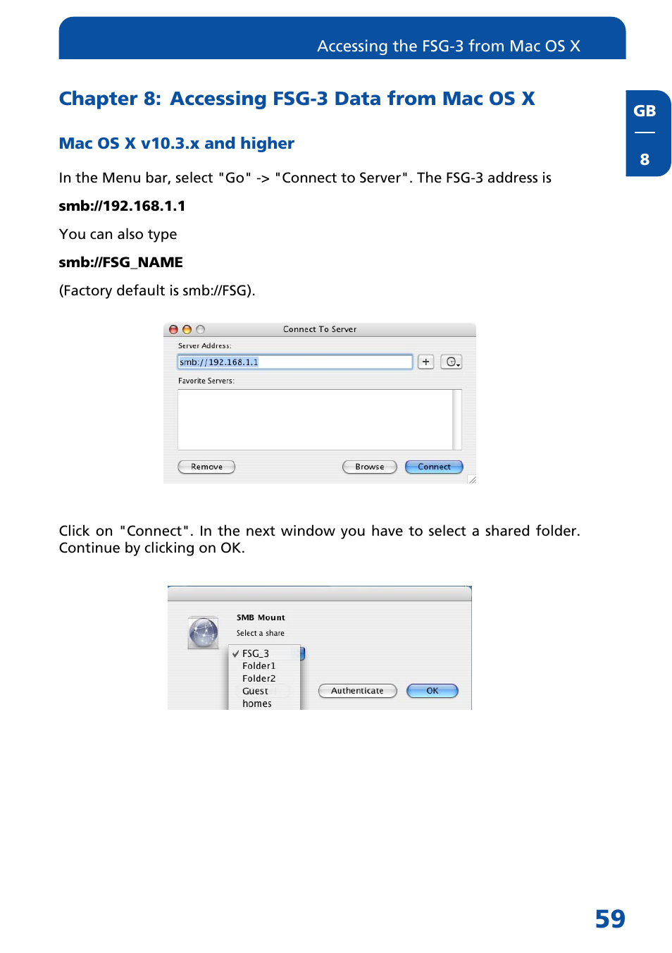 Chapter 8: accessing fsg-3 data from mac os x | Freecom Technologies FSG-3 User Manual | Page 59 / 84