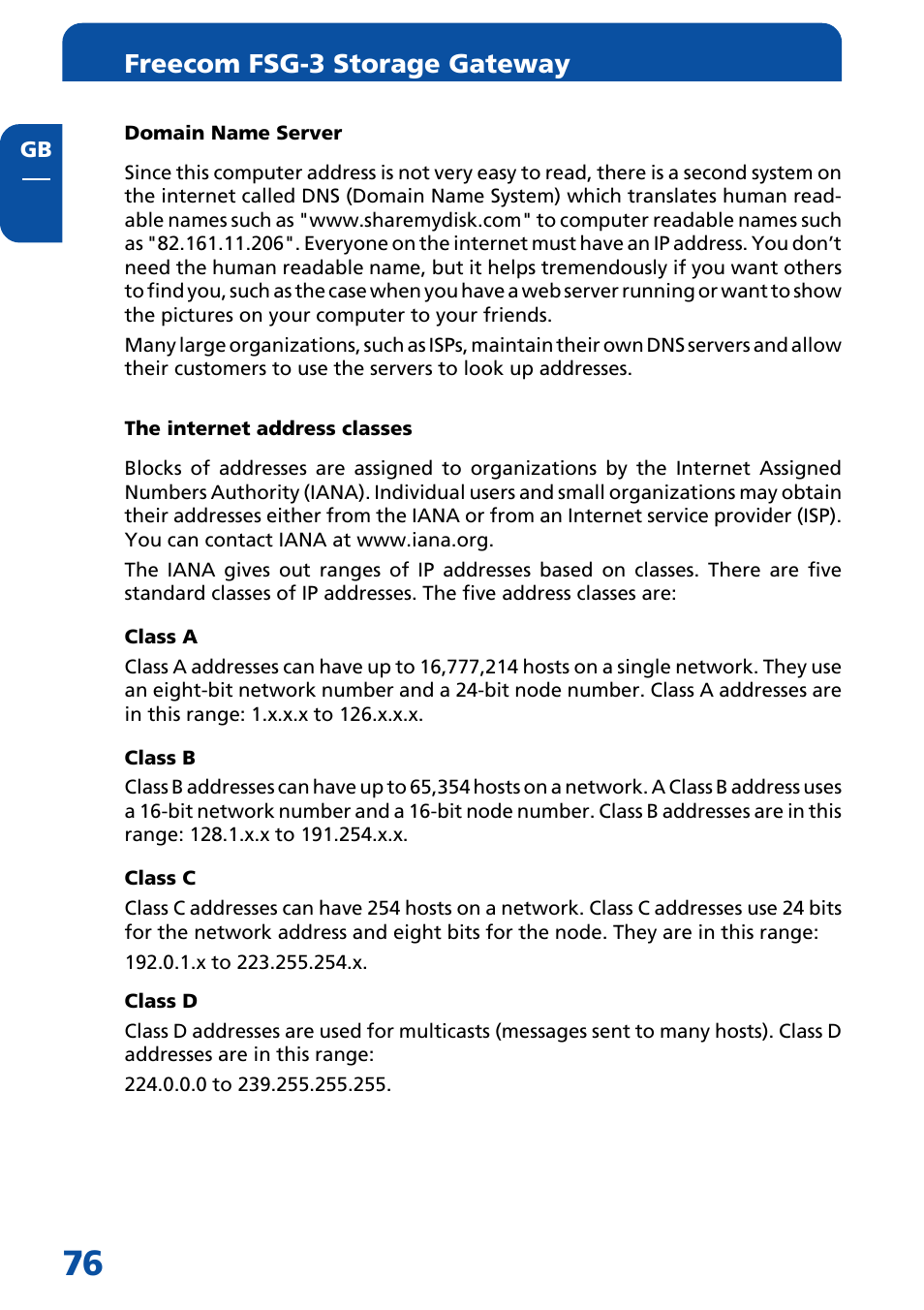 Freecom fsg-3 storage gateway | Freecom Technologies FSG-3 User Manual | Page 76 / 84