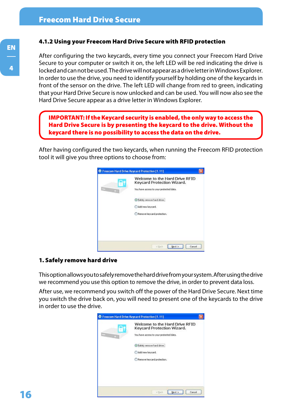 Freecom hard drive secure | Freecom Technologies Hard Drive Secure User Manual | Page 16 / 35