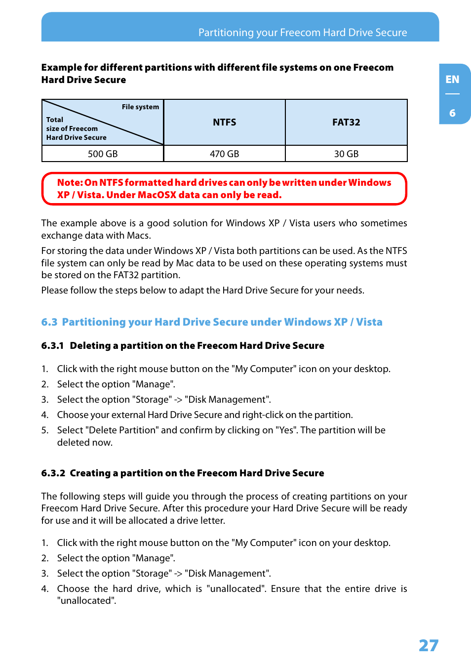 Freecom Technologies Hard Drive Secure User Manual | Page 27 / 35