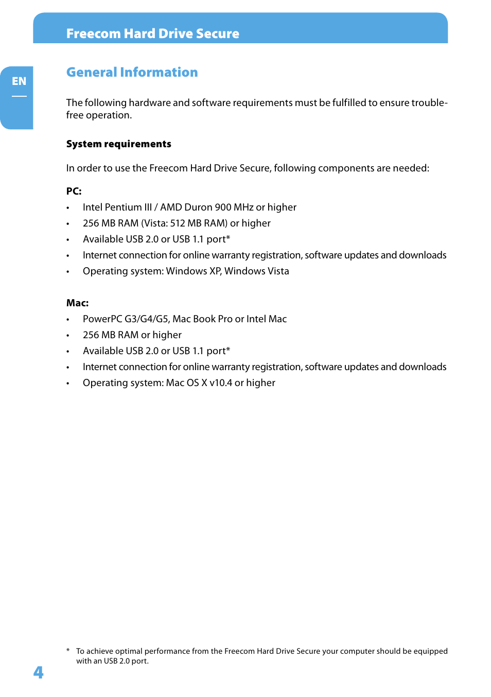 General information, Freecom hard drive secure | Freecom Technologies Hard Drive Secure User Manual | Page 4 / 35