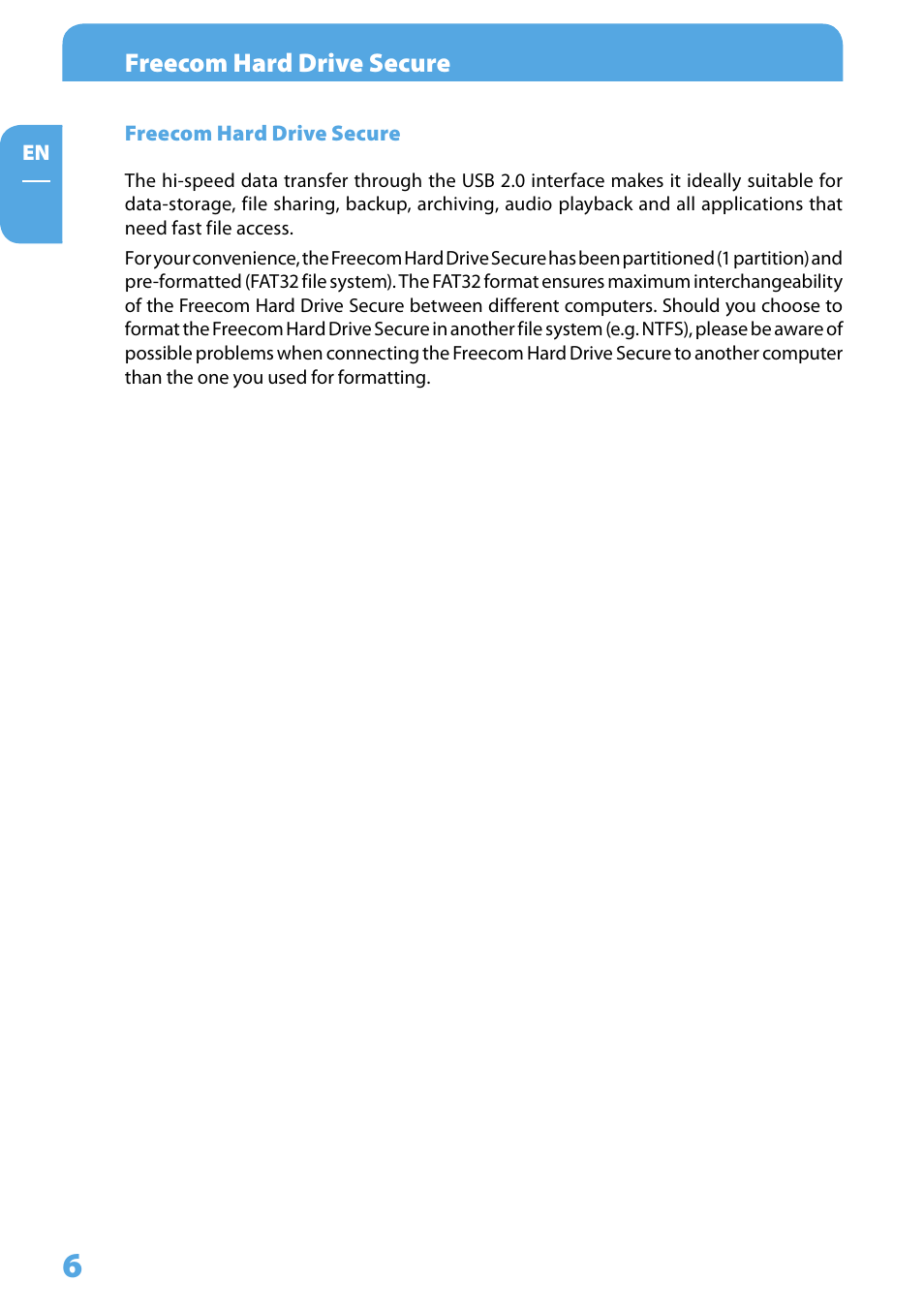 Freecom hard drive secure | Freecom Technologies Hard Drive Secure User Manual | Page 6 / 35