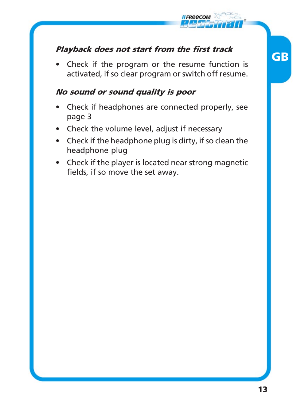 Freecom Technologies Beatman Mini CD I User Manual | Page 13 / 19
