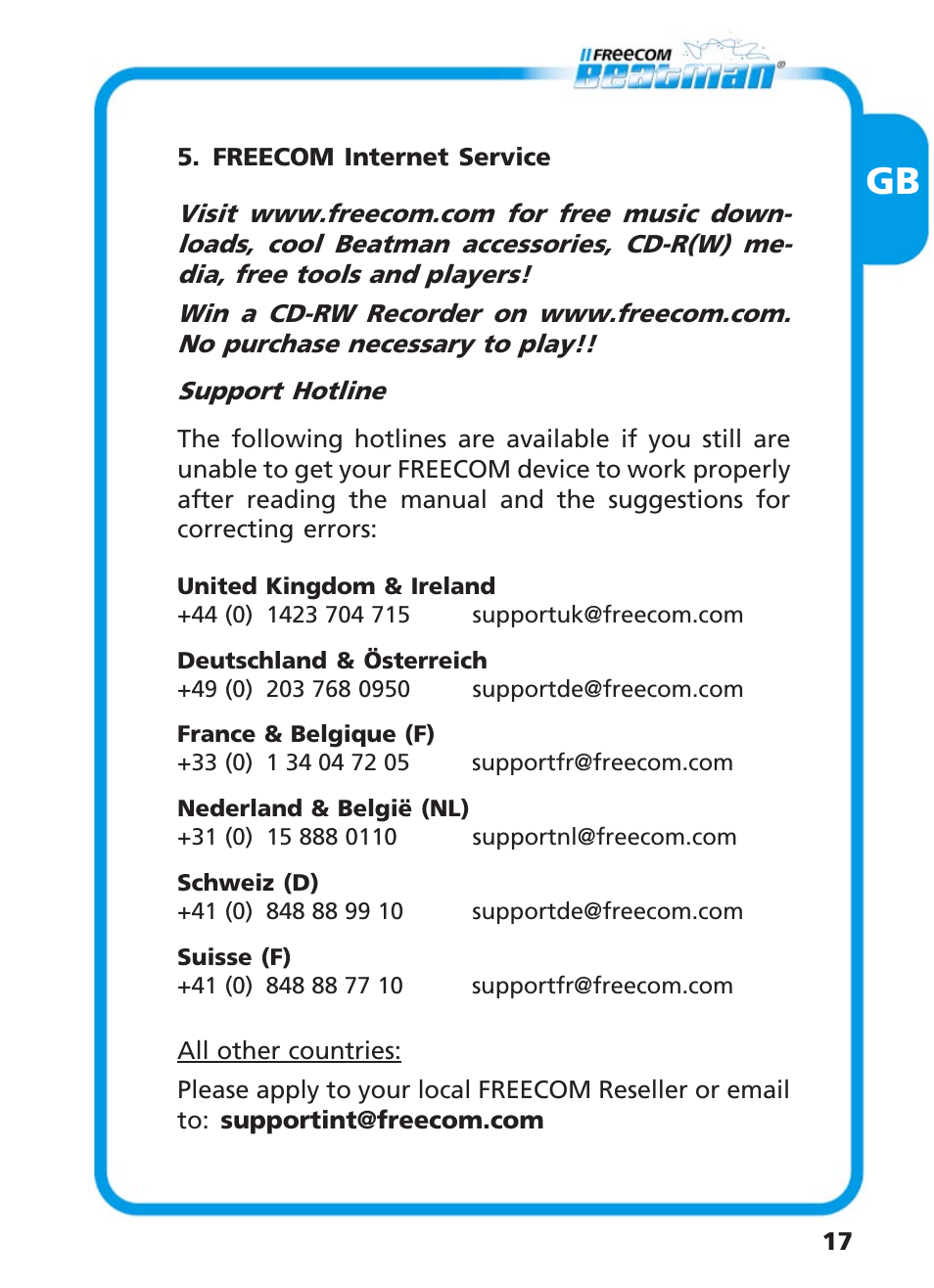 Freecom Technologies Beatman Mini CD I User Manual | Page 17 / 19