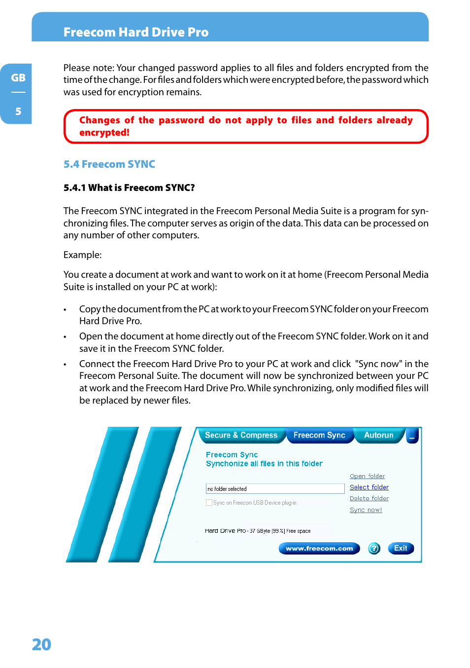 4 freecom sync, 1 what is freecom sync, Freecom hard drive pro | Freecom Technologies 3.5 " / USB 2.0 / ESATA User Manual | Page 20 / 51