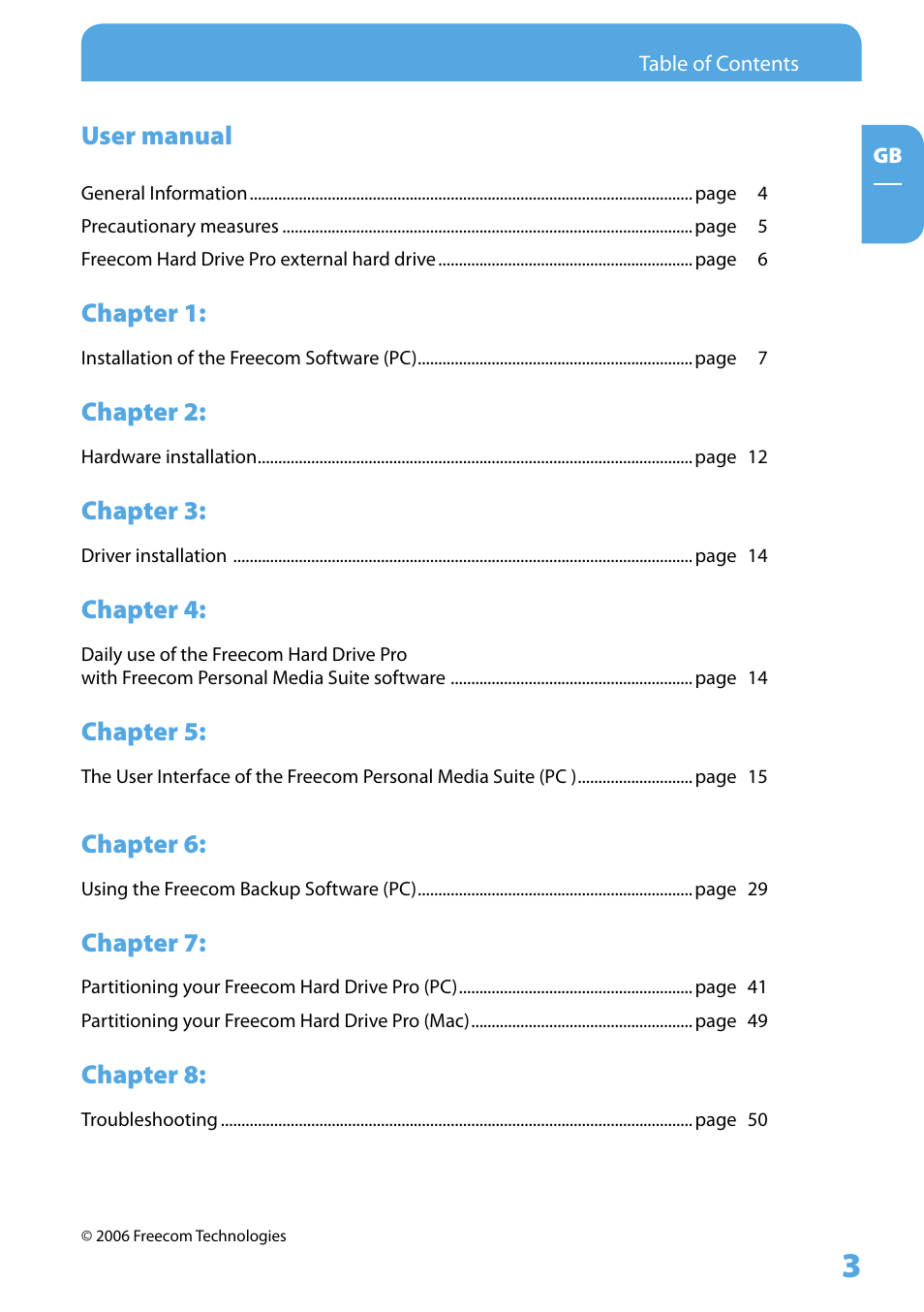 Freecom Technologies 3.5 " / USB 2.0 / ESATA User Manual | Page 3 / 51