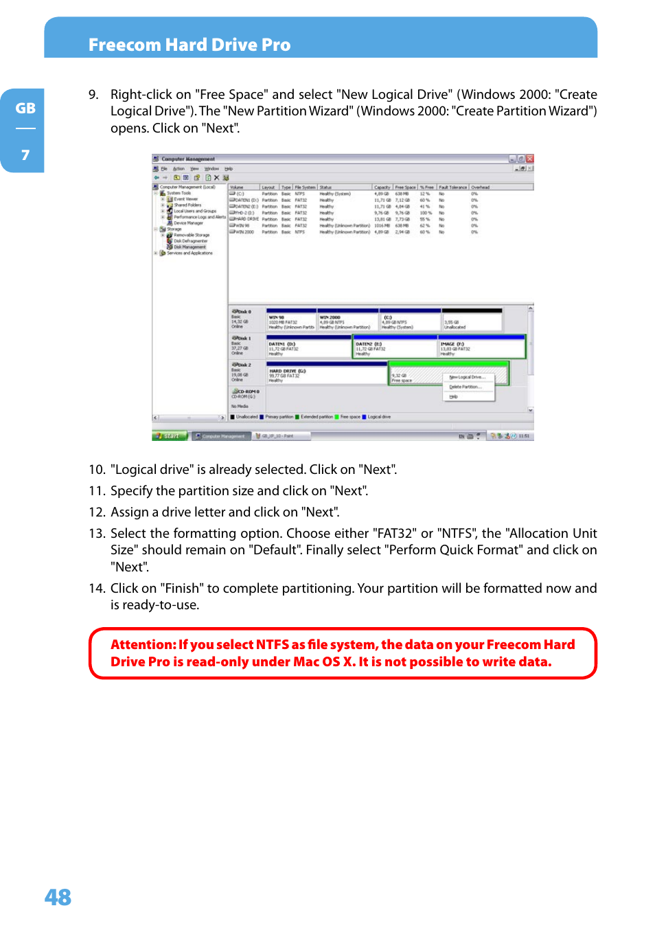 Freecom hard drive pro | Freecom Technologies 3.5 " / USB 2.0 / ESATA User Manual | Page 48 / 51