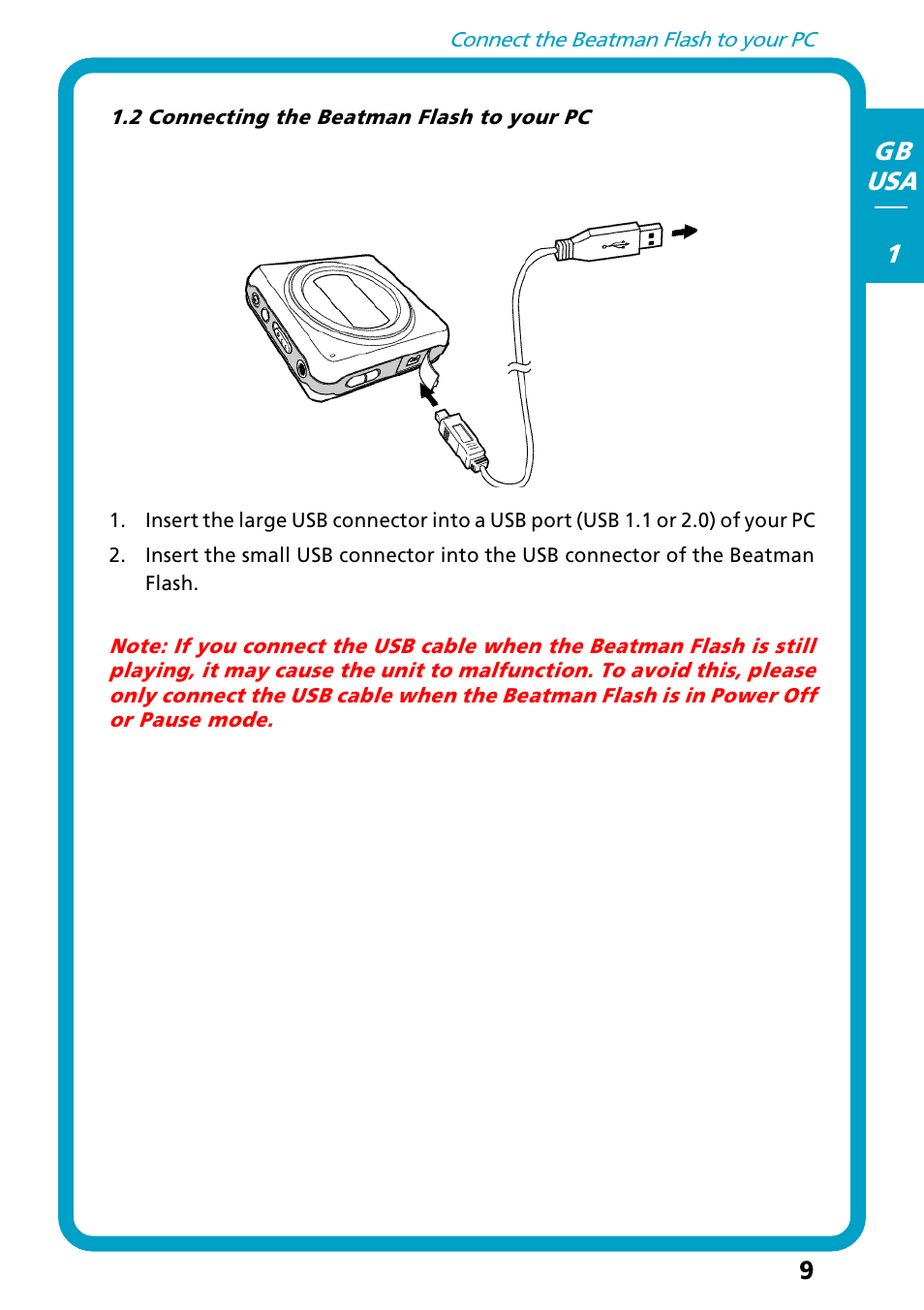 2 connecting the beatman flash to your pc | Freecom Technologies Flash MP3 User Manual | Page 9 / 32