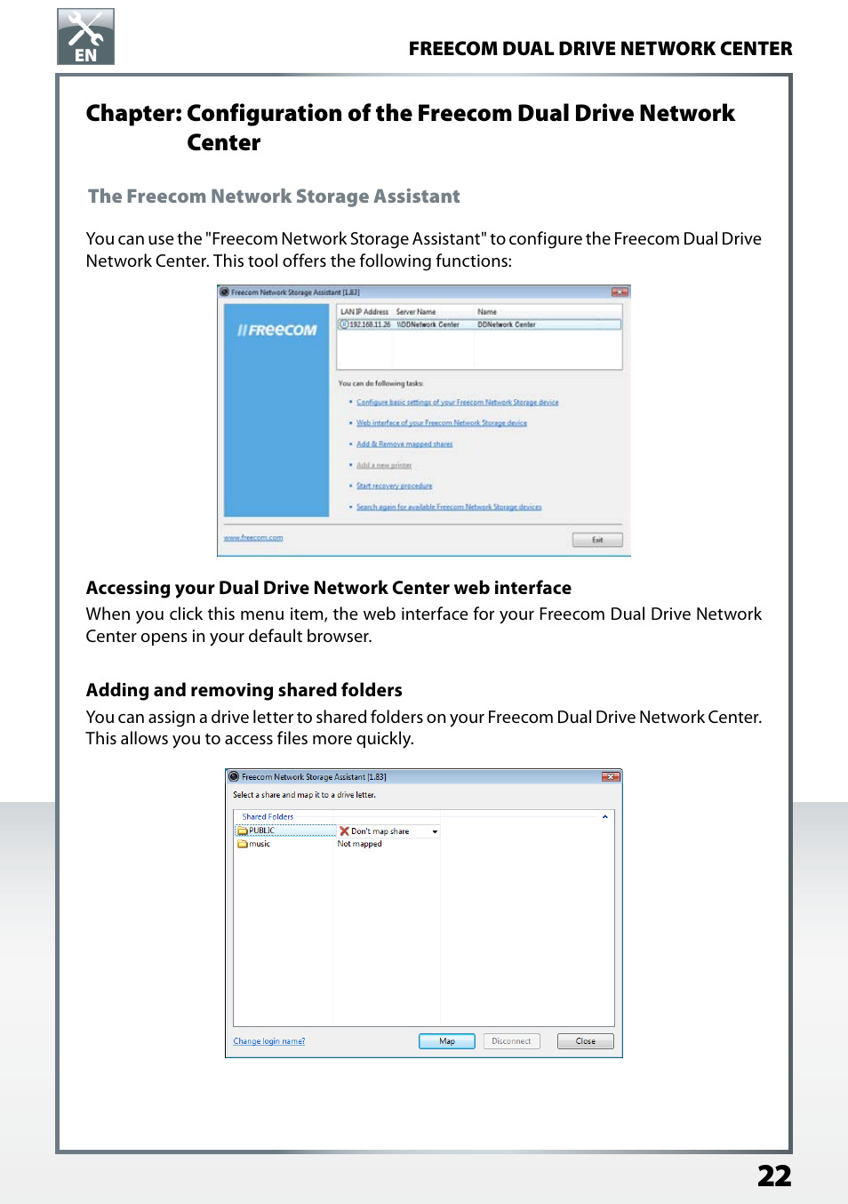 The freecom network storage assistant | Freecom Technologies Dual Drive Network Center User Manual | Page 22 / 77