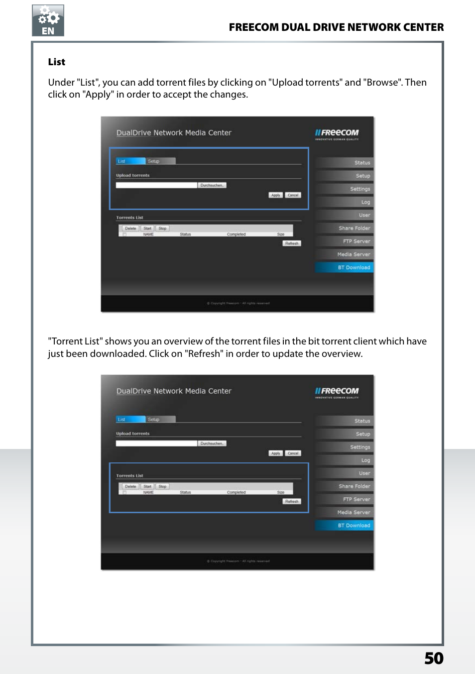 Freecom Technologies Dual Drive Network Center User Manual | Page 50 / 77