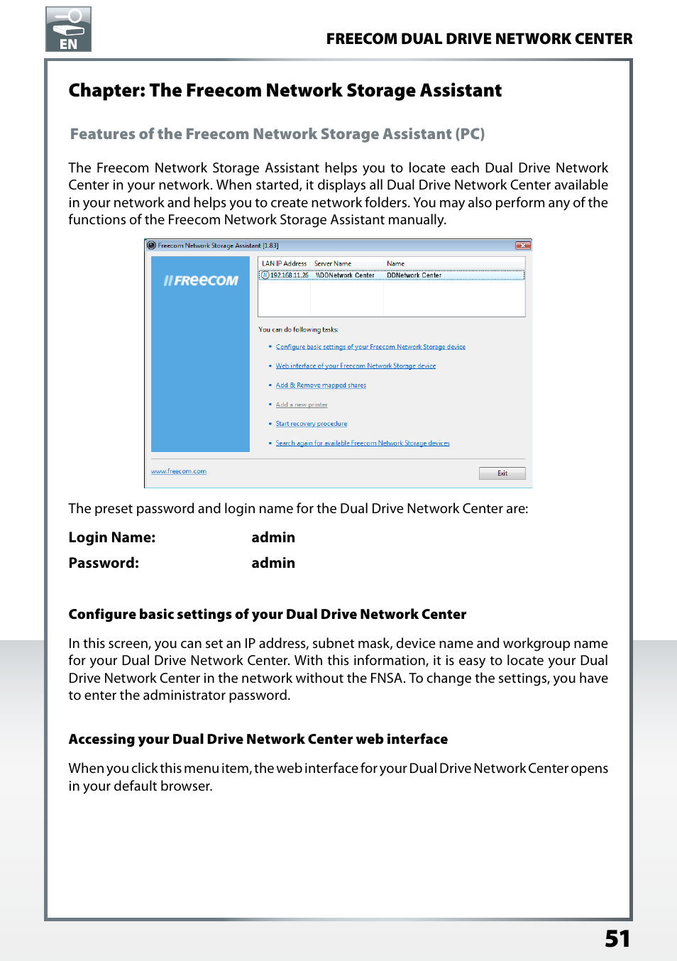 Chapter: the freecom network storage assistant | Freecom Technologies Dual Drive Network Center User Manual | Page 51 / 77
