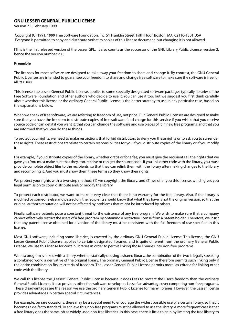Gnu lesser general public license | Freecom Technologies Dual Drive Network Center User Manual | Page 61 / 77