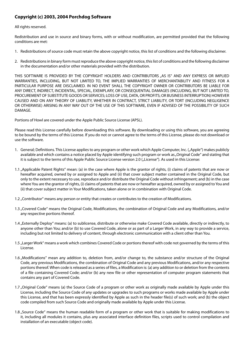 Copyright (c) 2003, 2004 porchdog software | Freecom Technologies Dual Drive Network Center User Manual | Page 73 / 77