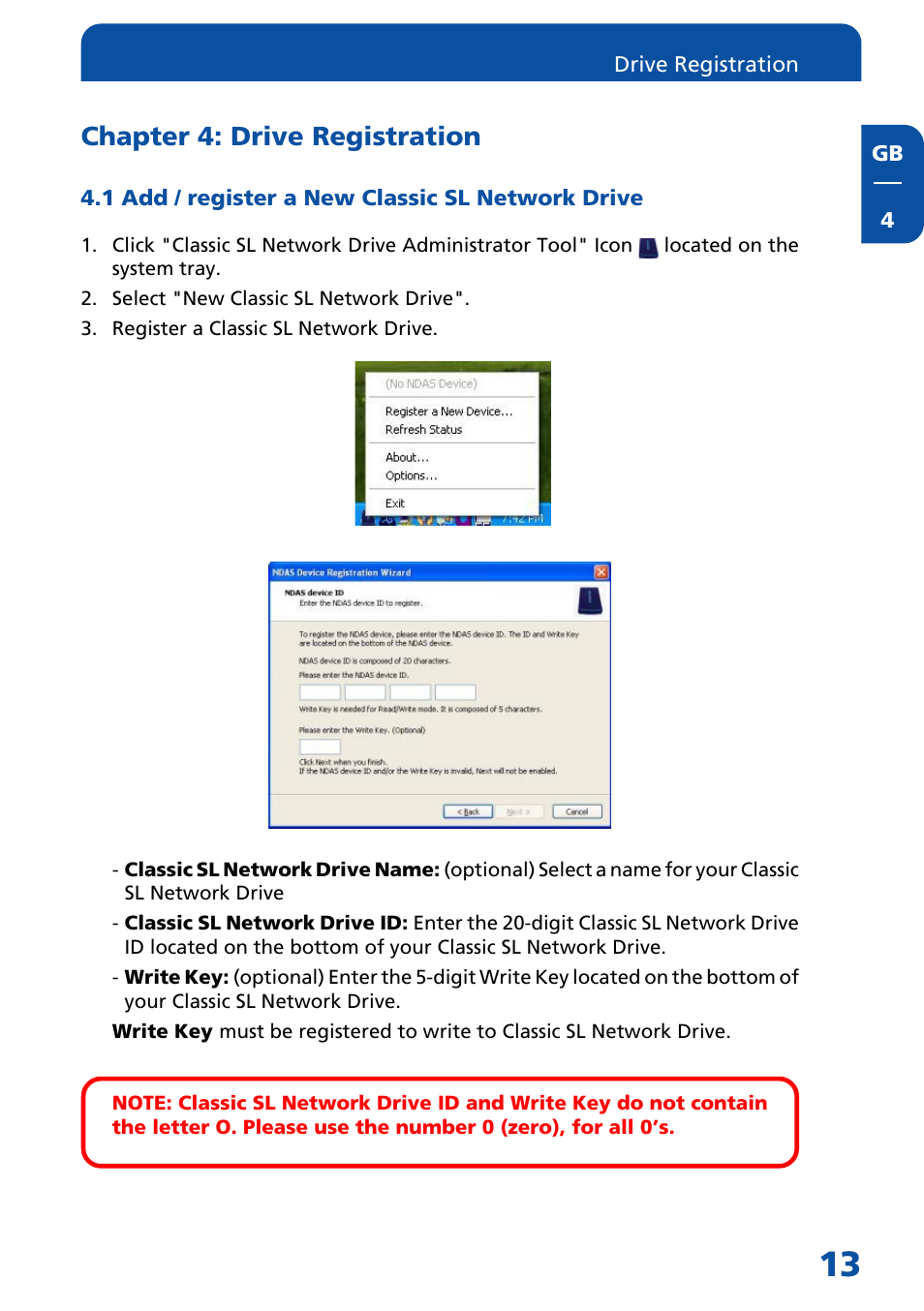Chapter 4: drive registration, 1 add / register a new classic sl network drive | Freecom Technologies Network hard drive User Manual | Page 13 / 51