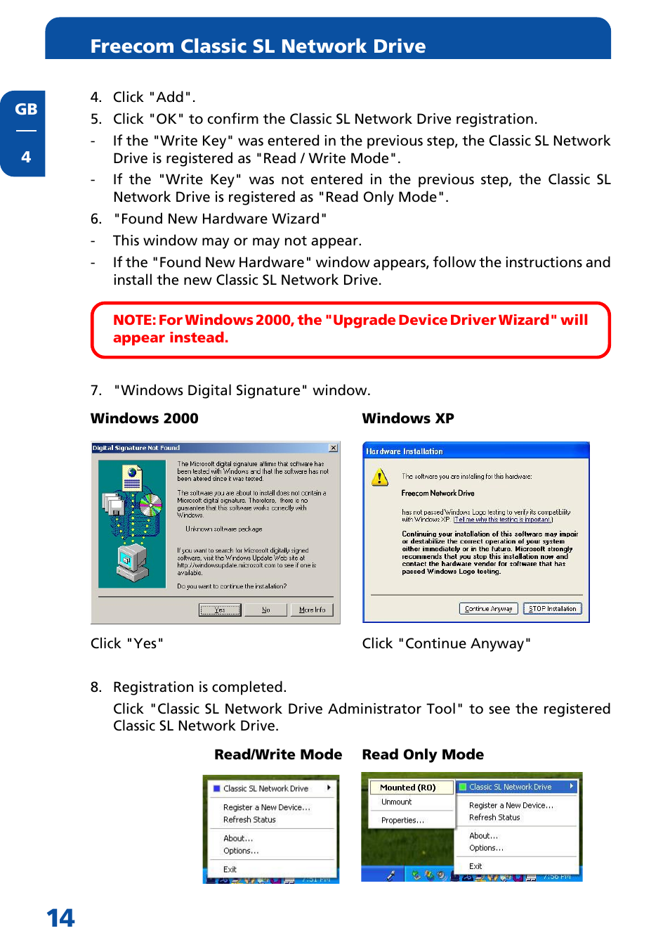 Freecom classic sl network drive | Freecom Technologies Network hard drive User Manual | Page 14 / 51