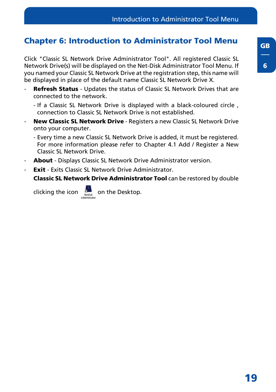Chapter 6: introduction to administrator tool menu | Freecom Technologies Network hard drive User Manual | Page 19 / 51