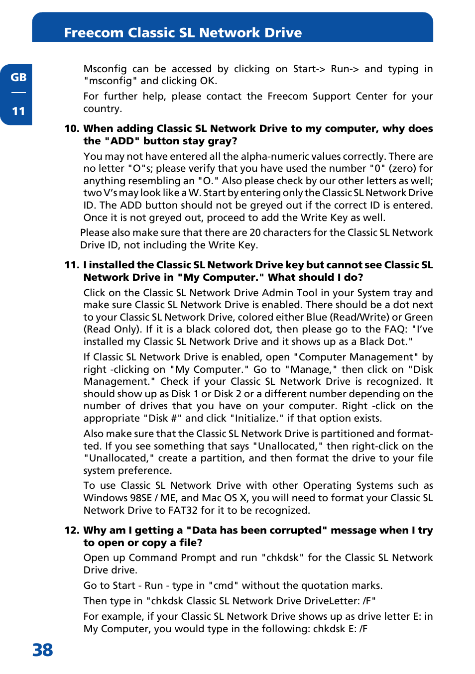 Freecom classic sl network drive | Freecom Technologies Network hard drive User Manual | Page 38 / 51