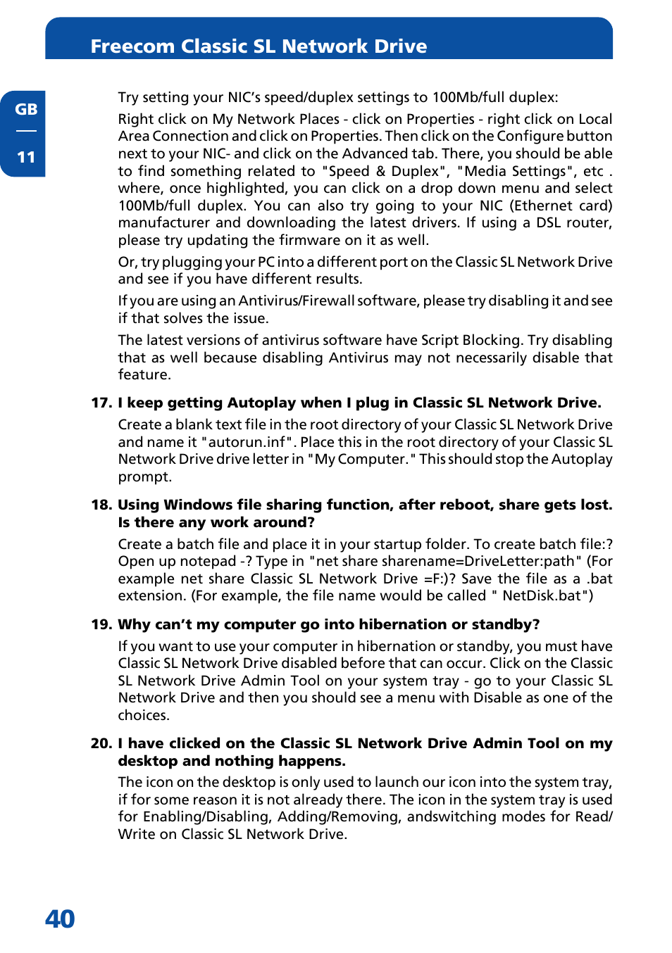 Freecom classic sl network drive | Freecom Technologies Network hard drive User Manual | Page 40 / 51