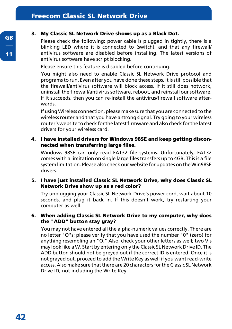 Freecom classic sl network drive | Freecom Technologies Network hard drive User Manual | Page 42 / 51