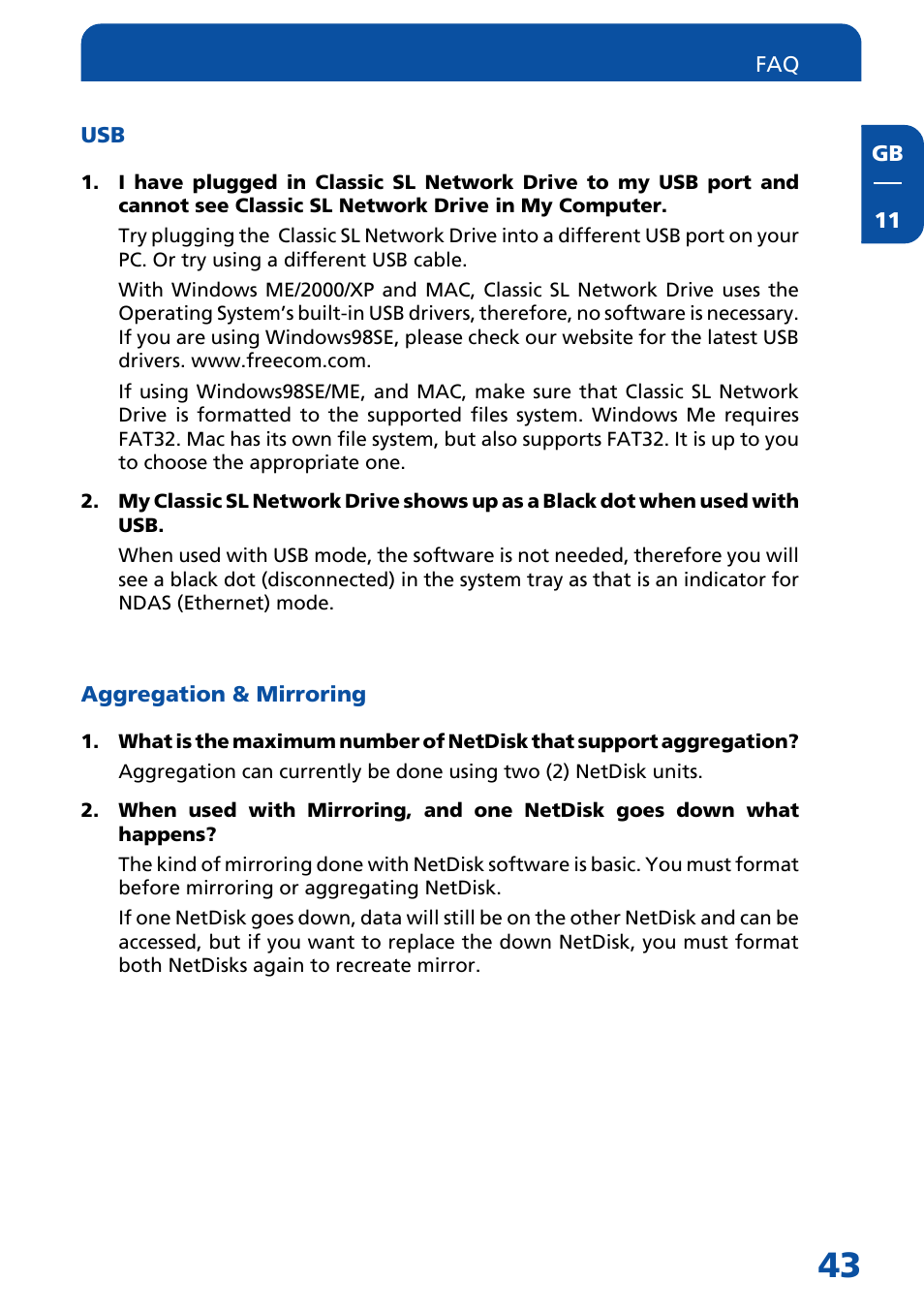 Aggregation & mirroring | Freecom Technologies Network hard drive User Manual | Page 43 / 51