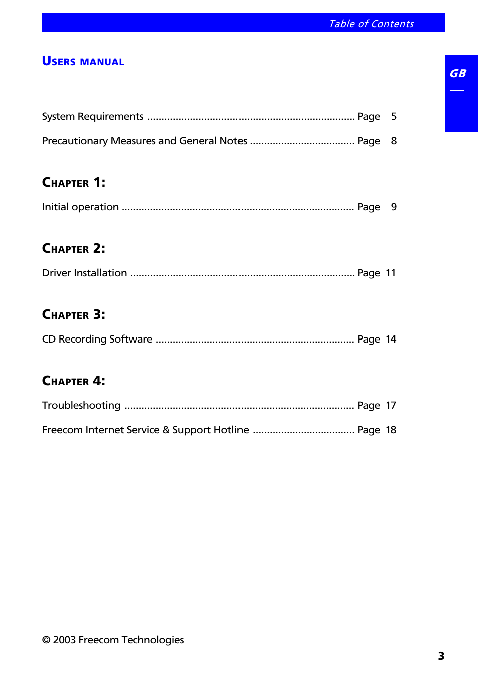 Freecom Technologies FX-5 User Manual | Page 3 / 18