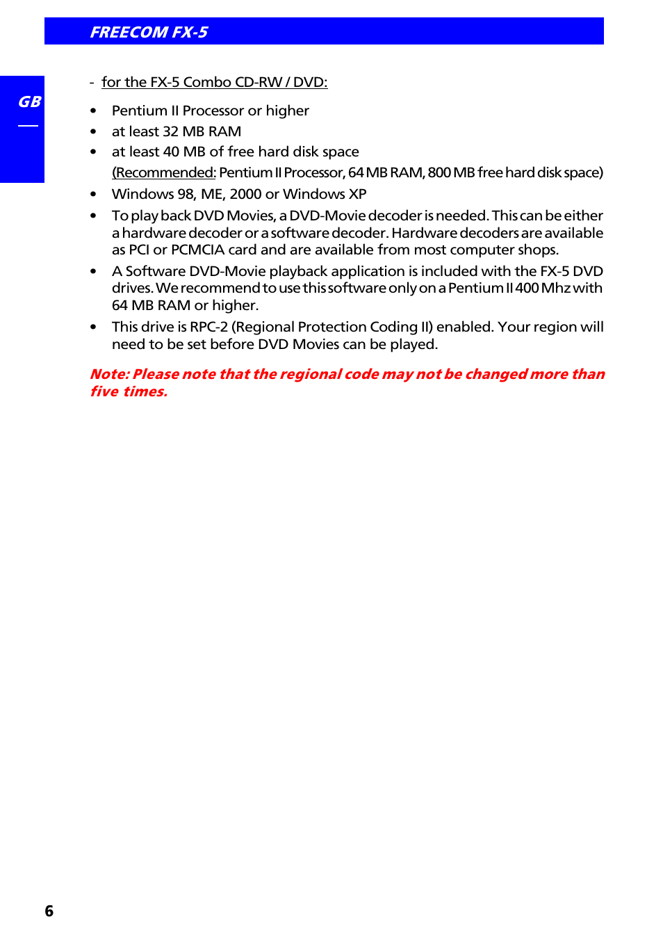 Freecom Technologies FX-5 User Manual | Page 6 / 18