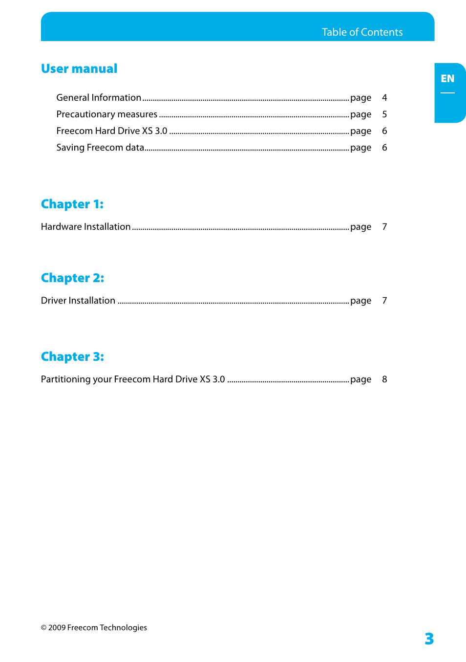 Freecom Technologies XS 3.0 User Manual | Page 3 / 16