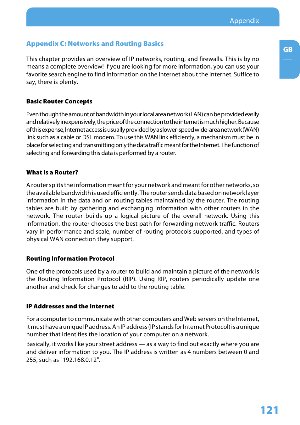 Appendix c: networks and routing basics | Freecom Technologies Storage Gateway NETWORK HARD DRIVE User Manual | Page 121 / 129