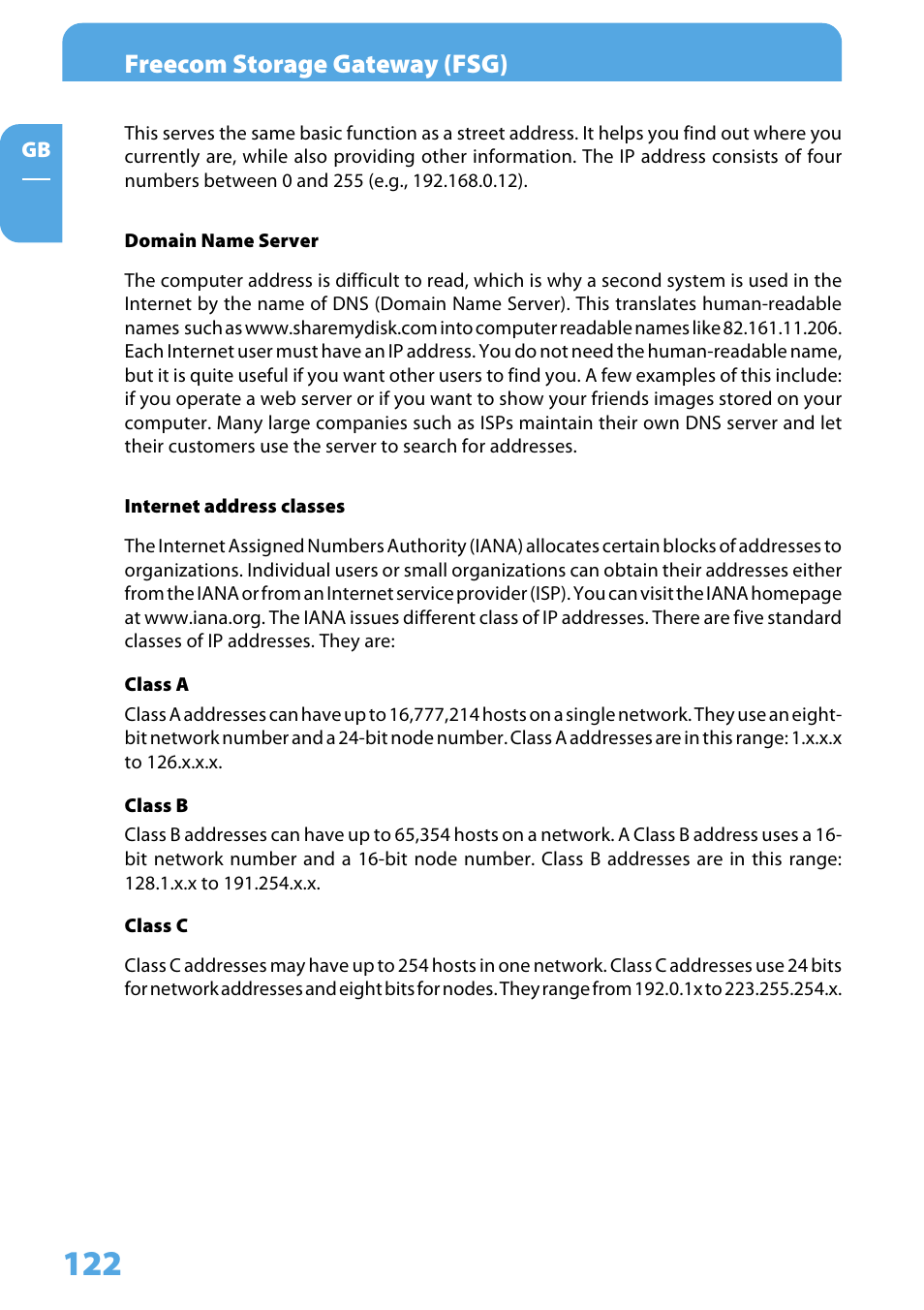 Freecom storage gateway (fsg) | Freecom Technologies Storage Gateway NETWORK HARD DRIVE User Manual | Page 122 / 129