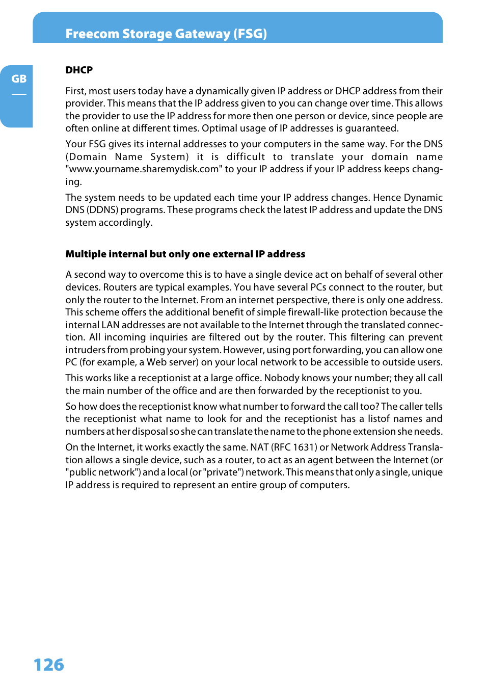 Freecom storage gateway (fsg) | Freecom Technologies Storage Gateway NETWORK HARD DRIVE User Manual | Page 126 / 129