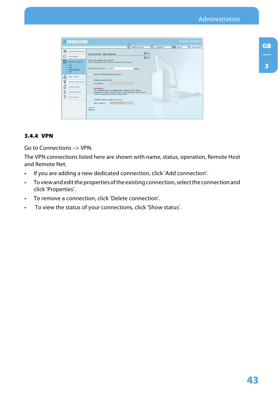 4 vpn | Freecom Technologies Storage Gateway NETWORK HARD DRIVE User Manual | Page 43 / 129