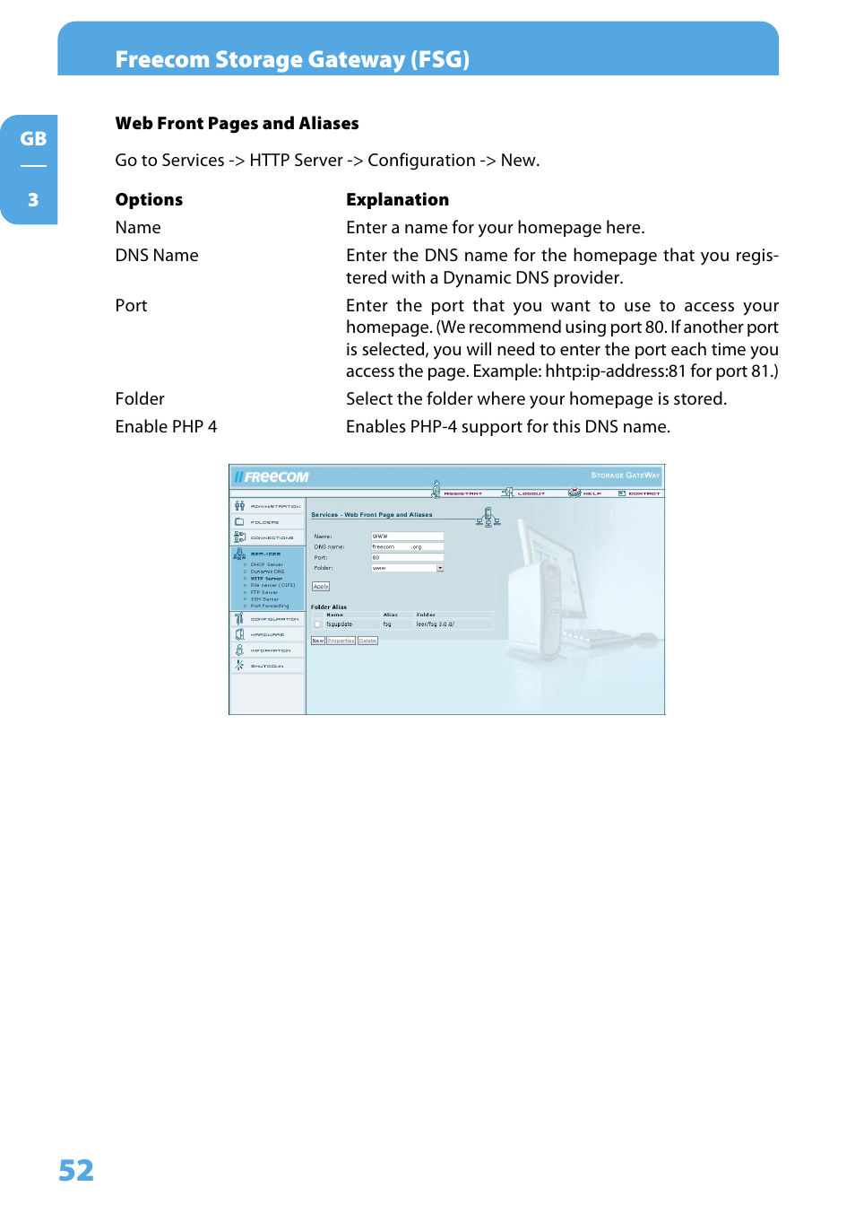 Freecom storage gateway (fsg) | Freecom Technologies Storage Gateway NETWORK HARD DRIVE User Manual | Page 52 / 129