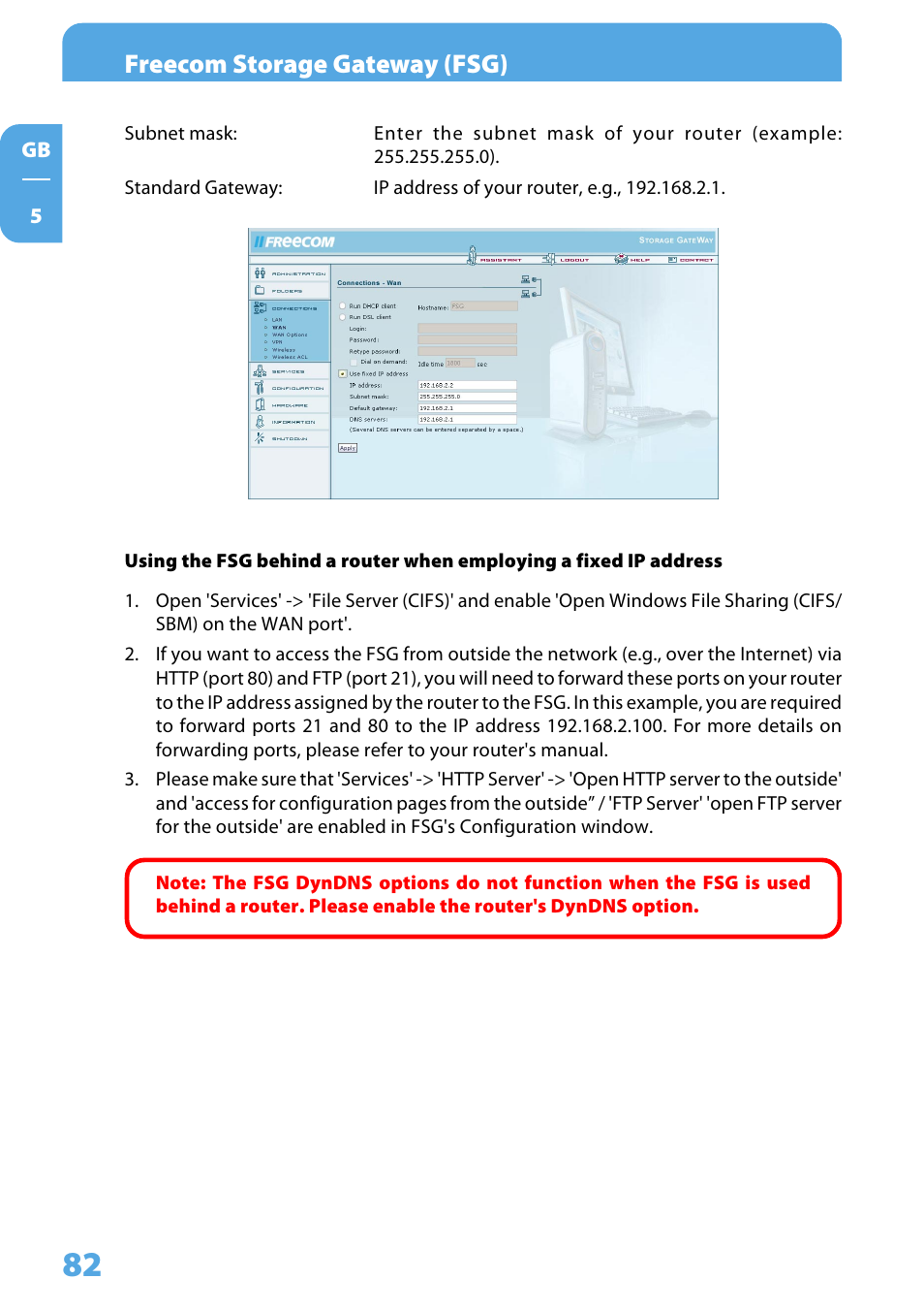 Freecom storage gateway (fsg) | Freecom Technologies Storage Gateway NETWORK HARD DRIVE User Manual | Page 82 / 129