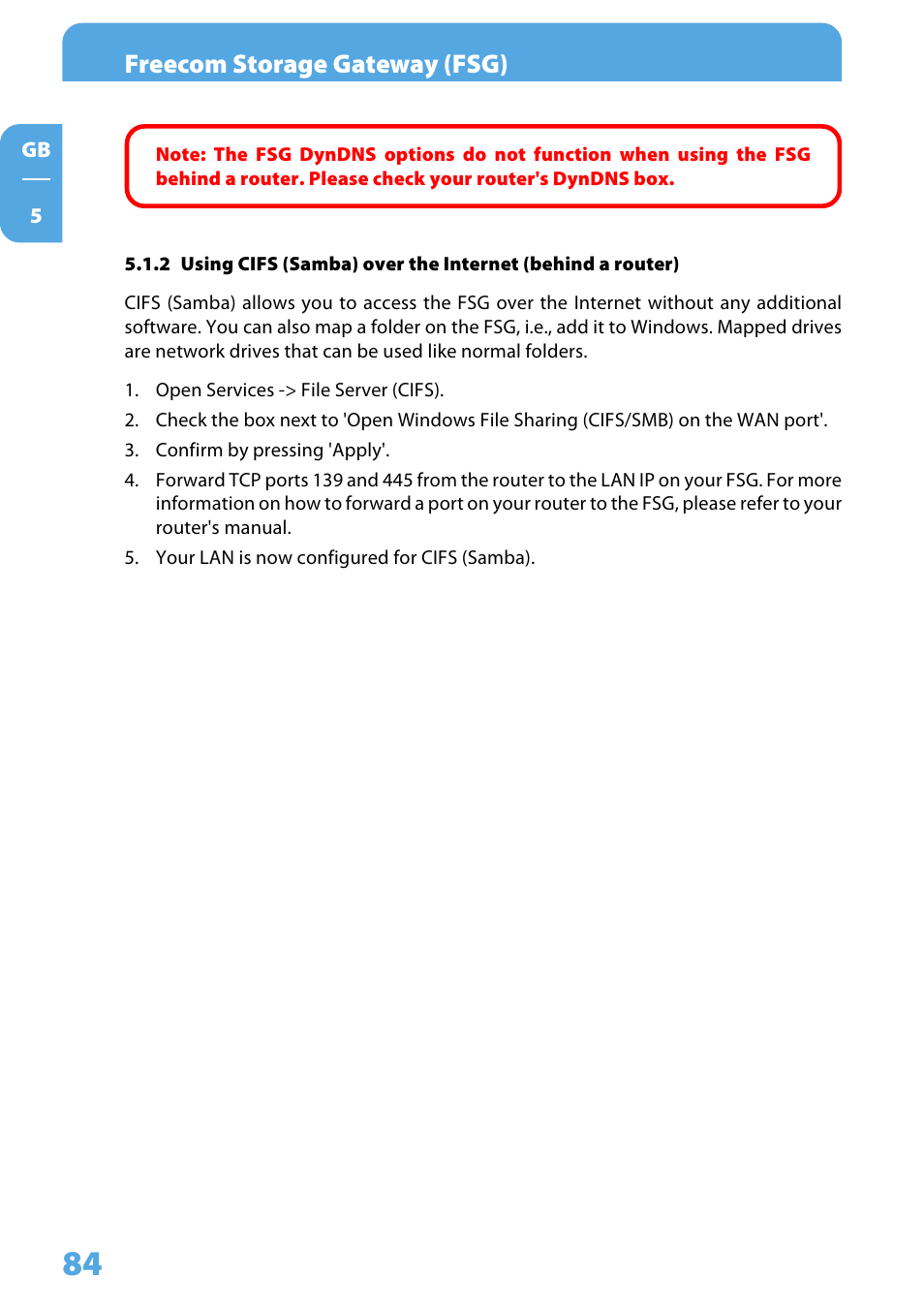 Freecom storage gateway (fsg) | Freecom Technologies Storage Gateway NETWORK HARD DRIVE User Manual | Page 84 / 129