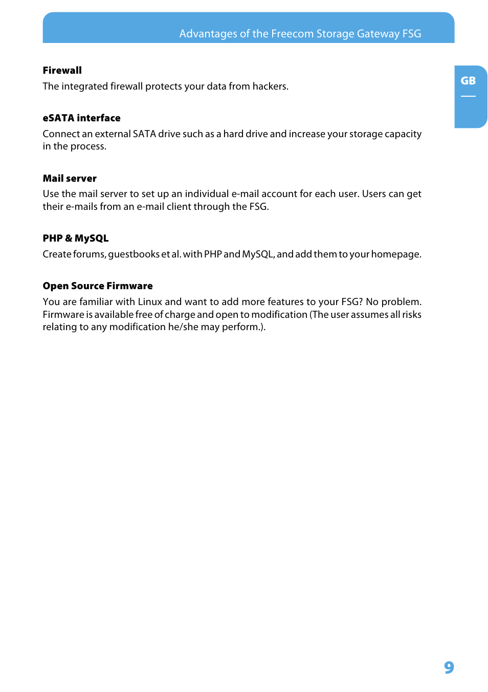 Freecom Technologies Storage Gateway NETWORK HARD DRIVE User Manual | Page 9 / 129