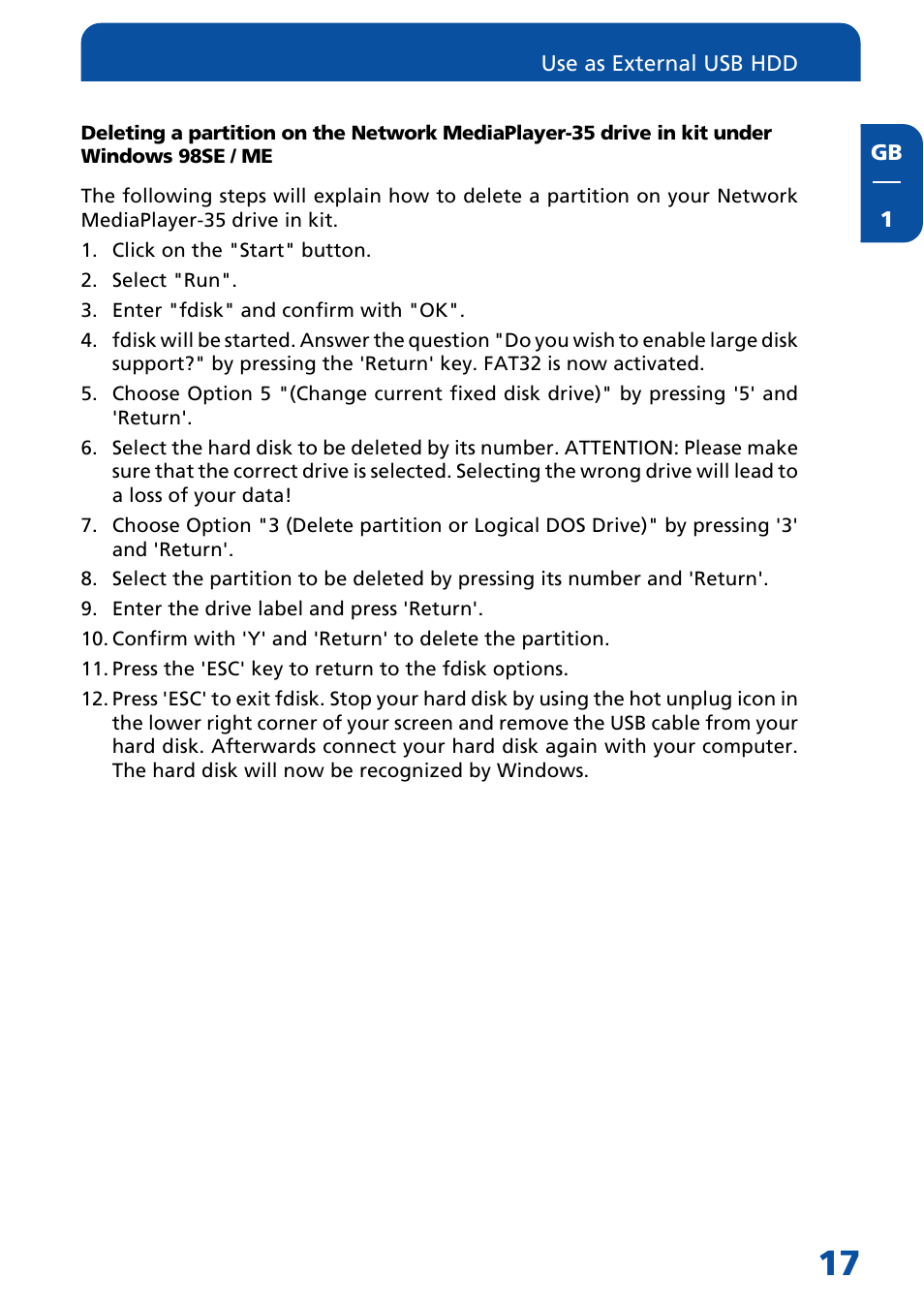 Freecom Technologies MediaPlayer Drive-In Kit User Manual | Page 17 / 78