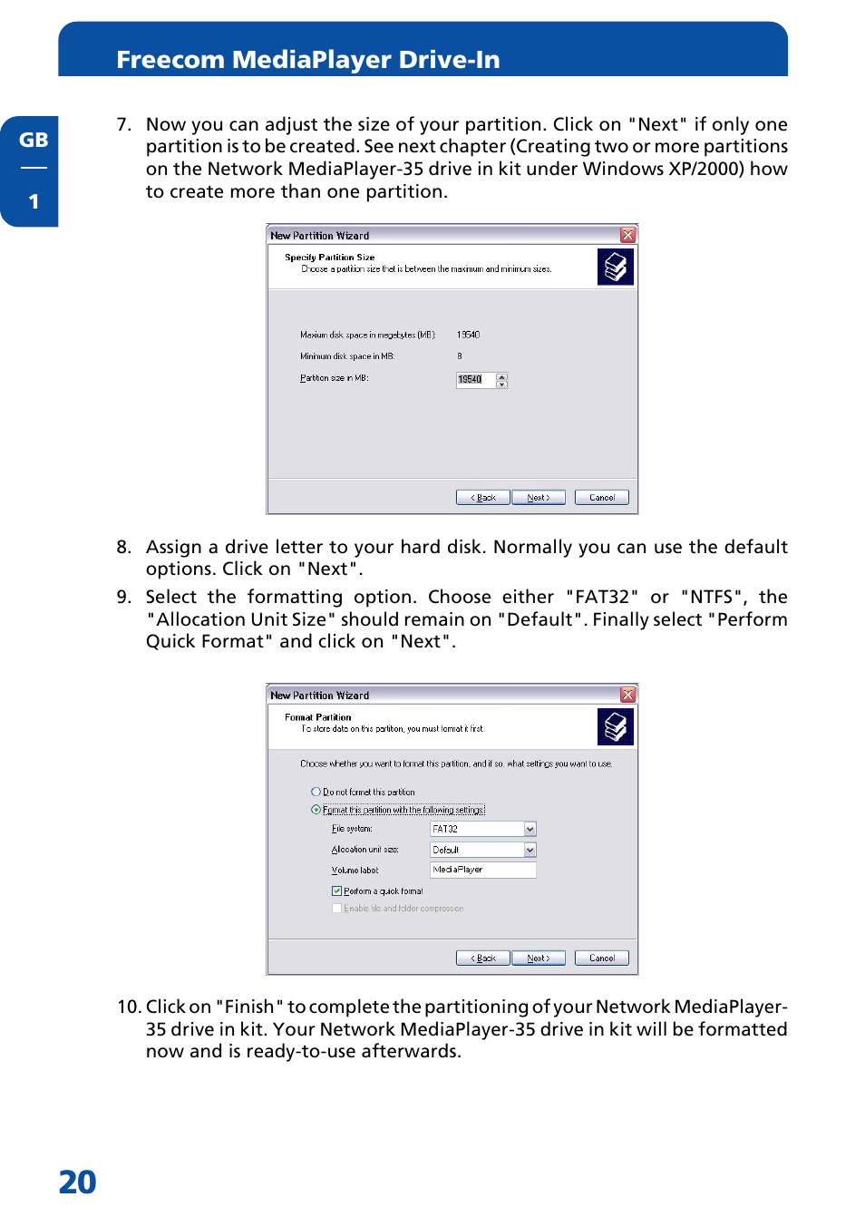 Freecom mediaplayer drive-in | Freecom Technologies MediaPlayer Drive-In Kit User Manual | Page 20 / 78
