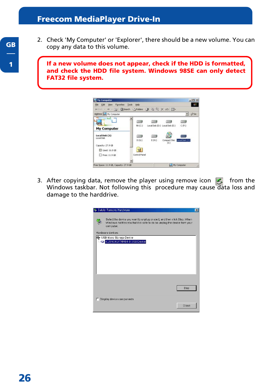 Freecom mediaplayer drive-in | Freecom Technologies MediaPlayer Drive-In Kit User Manual | Page 26 / 78